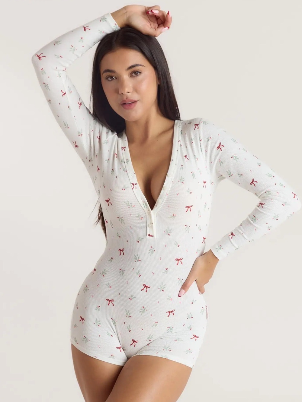 NEW Lounge Underwear Mistletoe Ribbed Romper